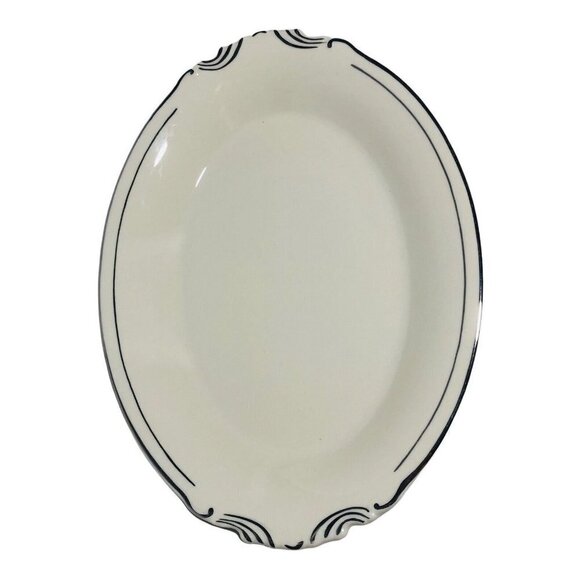Vintage Columbia Syracuse Serving Tray Old Ivory 12" Oval Plate Platter Oval Big - Picture 2 of 9